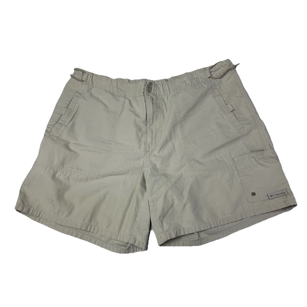 Women's Columbia Safari Khaki Shorts Large Elastic Cinch Waist‎ adjustment 3h